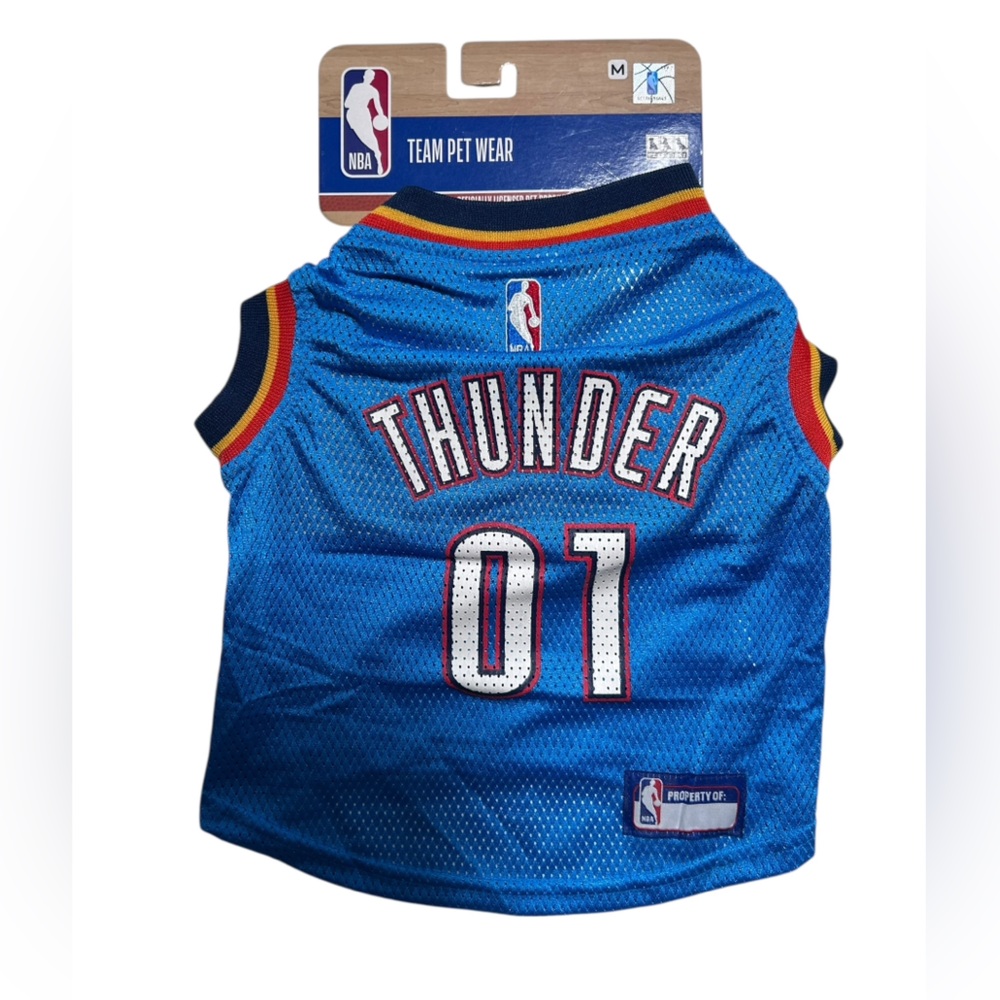 NBA PETS FIRST Oklahoma City THUNDER Mesh Dog Jersey clothing blue szLarge NWT